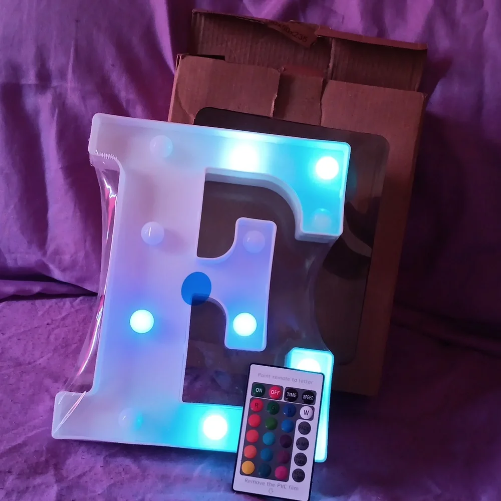 LED Light Up Letter E With Remote Blue